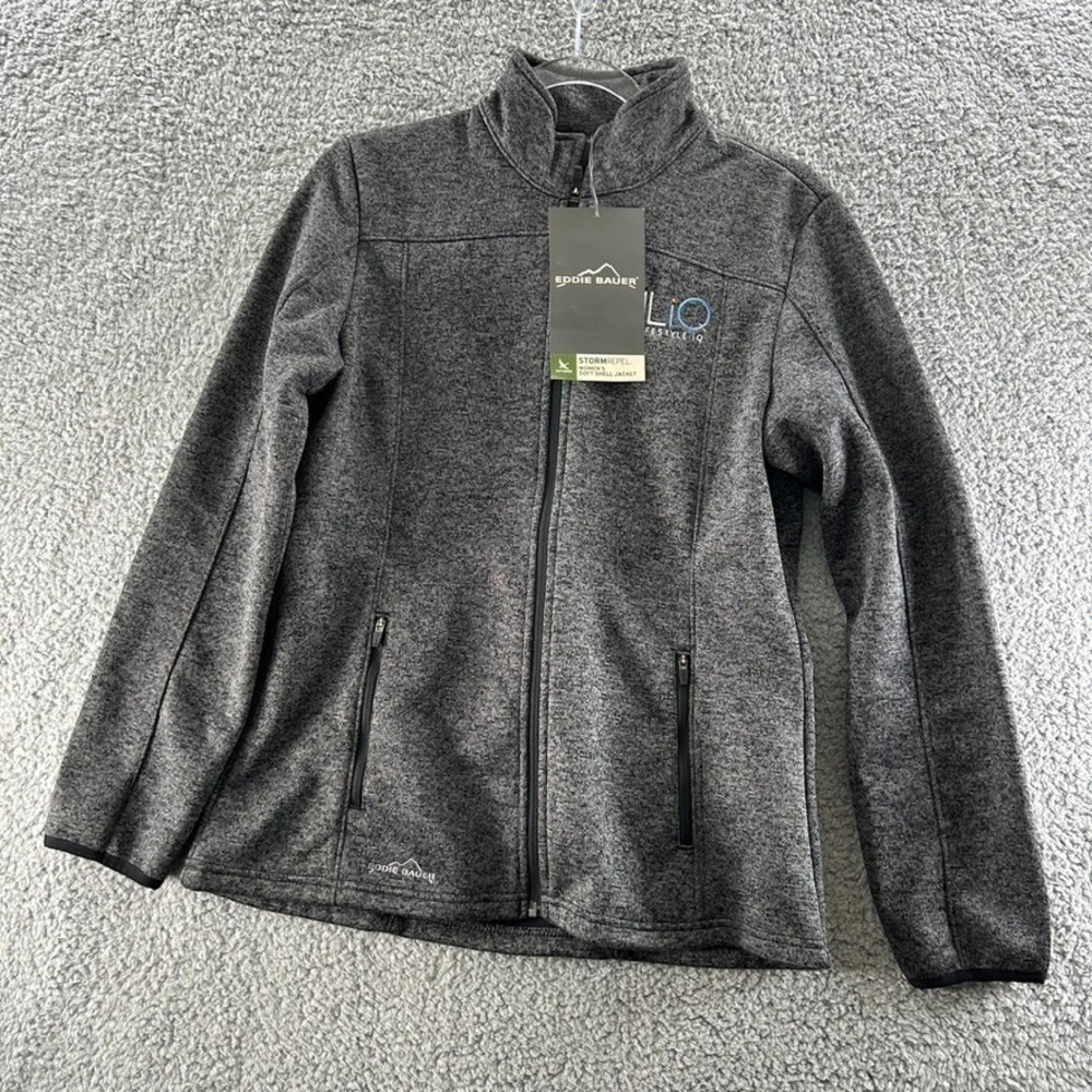 Eddie Bauer Jacket  Women Medium‎ Grey Storm Repel Soft Shell W Logo Company NWT